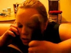 Cheating wife blowing bbc with hubby on the phone