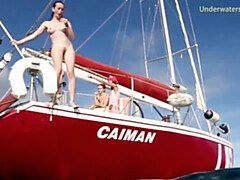 18, 美女, デカパイ, ブロンド, レズビアン, 公共, オッパイの, 水中