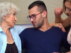 アナル, フェラチオ, ズームショット, お婆さん, 熟年, 淫乱熟女, オマンコ, 三人
