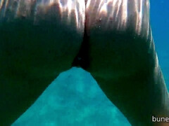 Leie, In den arsch, Arsch, Strand, Bikini, Dildo, Nackt, Öffentlich