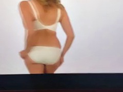 Stroking to lingerie wearing wifes panties bra with cumshot