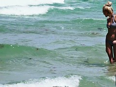 Chica, Playa, Bikini, Rubia, Afeitado