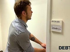 Debt-fueled beauty in stockings uses her tits and pussy to pay off her debts