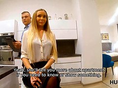 Homeowners blond girlfriend seduced and drilled by rich hunter