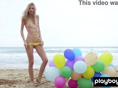 Additional bony Italian nude COUGAR Francy Torino toying with her baloons