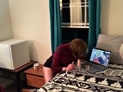 Public Exhibitionist Ass to Mouth Deepthroat with Dildo Sissy