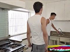 In den arsch, Grosser schwanz, Blasen, Paar, Schwul, Latina, Muskel