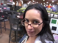 Negro, Gafas, Latina, Perforación, Coño, Afeitado, Flaco, Tetas