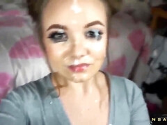 18 ans, Amateur, Sucer une bite, Compilation, Tir de sperme, Faciale, Fait maison, Adolescente