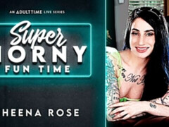 Glamorous inked brunette Sheena Rose opens her hungry crack