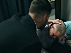 Tongue fucks her boss Chris Dammed angry cock