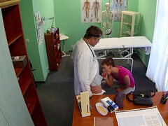 Short-haired bitch with natural tits screwed by cocky doctor