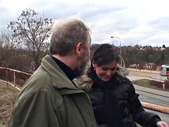 Elis Diamonds Small Natural Tits Perk Up in Chilly Park as Old Man Devours Her Blowjob Finish and Sw