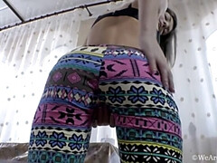 Big-breasted brunette Vita S in a seductive striptease with lingerie and hairy body