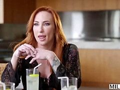 Big Tit Redhead MILF Sophia Locke Takes Two Huge Black Cocks Deep Throat Spitroast