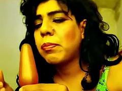 Latin crossdresser jerking off her cock