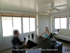 LOAN4K. Blue-eyed babe is shagged on the desk