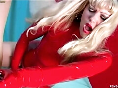 Bondage discipline sadomasochisme, Blond, Gebondenheid, Schattig, Fetisj, Handbeurt, Latex, Kut duiken