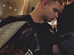 デカチン, ブロンド, フェラチオ, オナニー, 乳首, 剃毛, フェラする, オッパイの