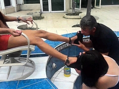 グループ, Hd, 下着, アウトドア, ティーン, 三人