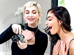 69, デカパイ, ブロンド, 茶髪の, キス, レズビアン, オナニー, オマンコ