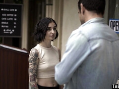 デカチン, フェラチオ, 茶髪の, チン, Hd, オマンコ, 剃毛, オッパイの