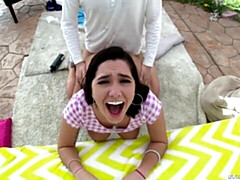 Lusty girlfriend with round ass Karlee Grey rammed from behind