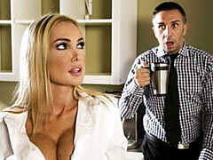 Sex-loving blonde with silicone tits Devon rammed in the doggy style