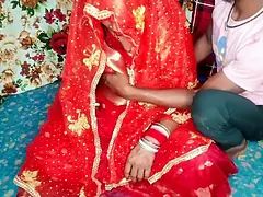 Fast time desi honeymoon video hindi audio Claire Vaise in red saree and blouse having fun