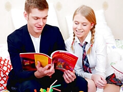 ベッドルーム, デカ尻, デカチン, ブロンド, フェラチオ, バック, ガリガリ, ティーン