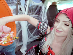Halloween car sex with teen Britt Blair