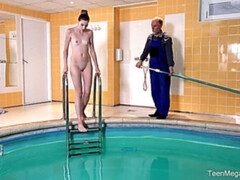 ブロンド, フェラチオ, カップル, 口内発射, なめる, ロシア人, 剃毛, オッパイの