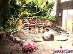 Asiatisch, Blasen, Gruppe, Behaart, Hd, Japanische massage, Im freien