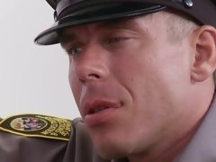 Slutty jailbird and a big cock cop fucking in the bed