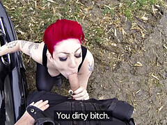 Leie, Lingerie, Im freien, Piercing, Pov, Muschi, Tätowierung, Uniform