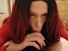 Enthousiasteling, Grote lul, Pijpbeurt, Travestiet, Gezichtspunt, Shemale