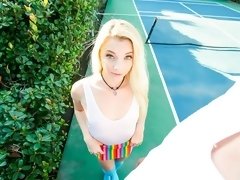 Blonde, Attrapée, En levrette, Branlette thaïlandaise, Masturbation, Maigrichonne, Adolescente, Nénés