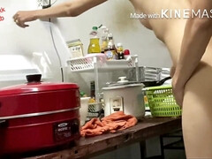 カップル, 毛深い, ハードコア, 自家製, キッチン, オマンコ, オッパイの, のぞき