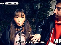 Sakura, the kawaii tourist, gives a POV blowjob to a stranger while her BF watches in awe