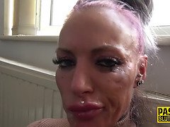 Busty submissive milf gobbles cock
