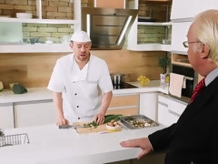 Anaal, Bruinharig, Bedriegen, Sperma, Europees, Hardcore, Keuken, Kousen