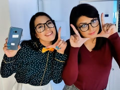 お尻, フェラチオ, 茶髪の, カワイイ, 眼鏡, グループ, ティーン, オッパイの