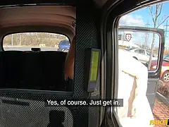Fake cab full vignette - Big Tits blondie gets them out in public car park