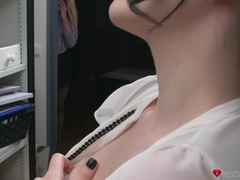 Cul, Lesbienne, Léchez, Masturbation, Bureau, Chatte