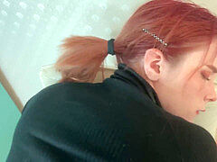 Gros cul, Sucer une bite, Tir de sperme, Chatte, Rousse roux