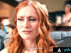 デカパイ, ボンデージ, フェムドム, レズビアン, なめる, 淫乱熟女, 赤毛, スパンキング