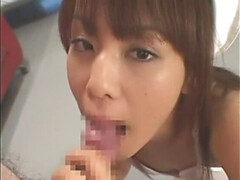 Aziatisch, Pijpbeurt, Sperma in gezicht, Japaans, Verpleegster, Gezichtspunt, Tieten likken