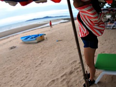 Enthousiasteling, Aziatisch, Strand, Grote lul, Pijpbeurt, Gezichtspunt, Swinger, Thais