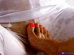 Cul, Gros seins, Pieds, Embrassement, Lesbienne, Massage, Huilée, Chatte