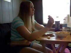 ALL DAY belly stuffing - part 1 - Blond Hair Girl